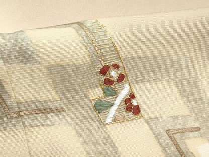 平和屋着物▽訪問着　単衣　刺繍　吉祥花文　暈し染め　金糸　正絹　逸品　CABF4530rv
