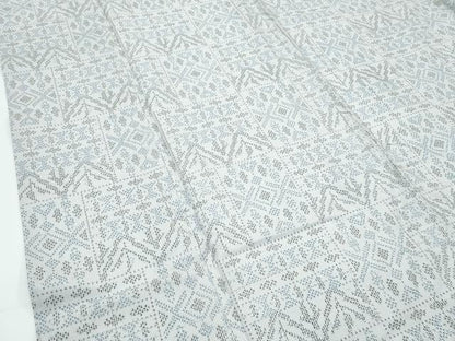 平和屋着物▽上質な紬　単衣　幾何学文様　正絹　逸品　未使用　CABF4531rv