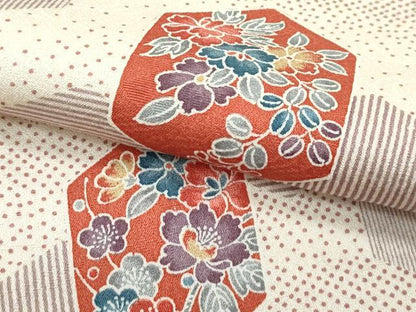 平和屋着物▽上質な小紋　単衣　亀甲花文　正絹　逸品　CABF4532rv