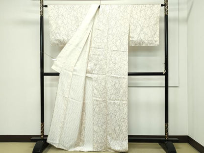 平和屋着物▽上質な小紋　単衣　斜線文　立涌地紋　正絹　逸品　CABF4533rv