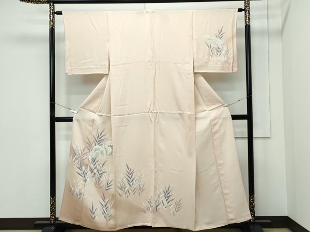 平和屋着物▽訪問着　単衣　飛鶴草木文　暈し染め　正絹　逸品　CABF4536rv
