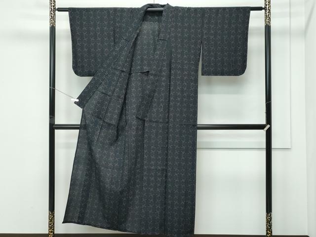 平和屋着物▽上質なお召　単衣　秋名バラ柄　正絹　逸品　未使用　CABF4540rv