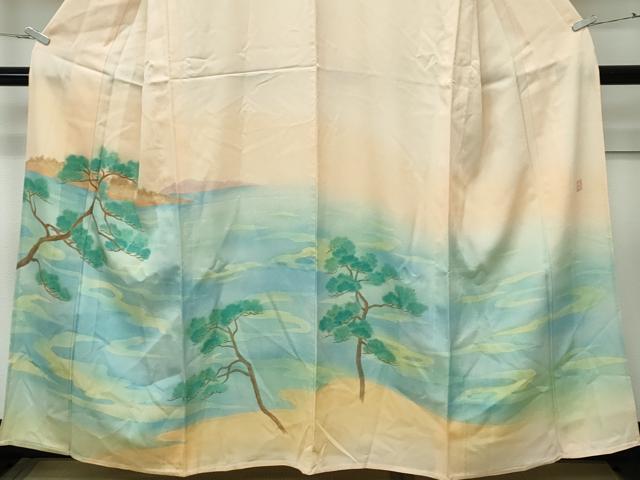 平和屋着物▽訪問着　単衣　作家物　手描き　浜松文　正絹　逸品　未使用　CABF4544rv