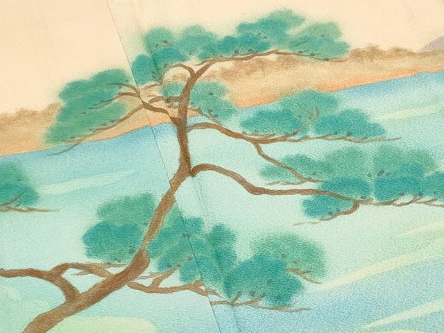 平和屋着物▽訪問着　単衣　作家物　手描き　浜松文　正絹　逸品　未使用　CABF4544rv