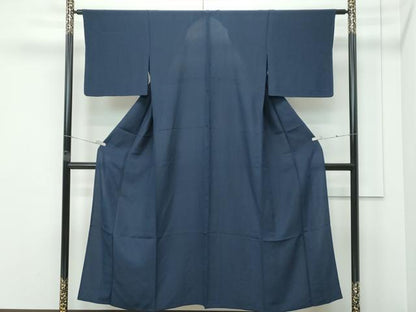 平和屋着物▽上質な色無地　単衣　青褐色　正絹　逸品　CABF4545rv