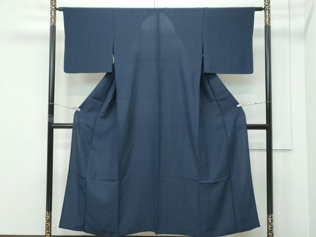 平和屋着物▽上質な色無地　単衣　青褐色　正絹　逸品　CABF4545rv
