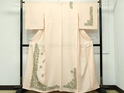 平和屋着物▽訪問着　単衣　南天文　正絹　逸品　CABF4546rv