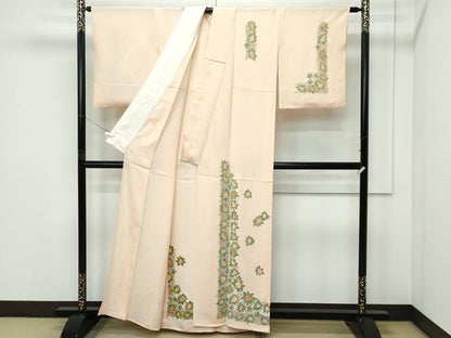 平和屋着物▽訪問着　単衣　南天文　正絹　逸品　CABF4546rv