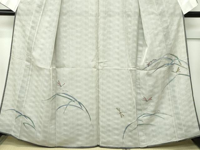 平和屋着物▽訪問着　無双　紗袷　紗×紗　手描き　トンボ　草木文　金彩　正絹　逸品　CABF4549rv