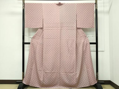 平和屋着物▽上質な小紋　単衣　麻の葉文様　正絹　逸品　CABF4551rv
