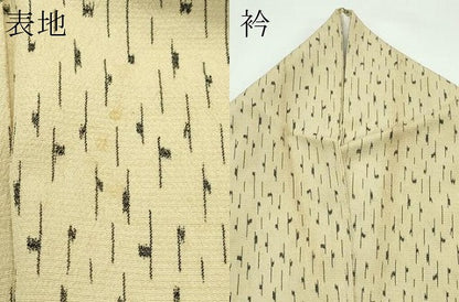 平和屋着物▽本塩沢　単衣　幾何学文様　正絹　逸品　CABF4553rv