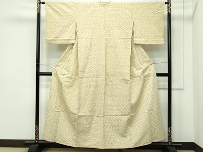 平和屋着物▽本塩沢　単衣　幾何学文様　正絹　逸品　CABF4553rv