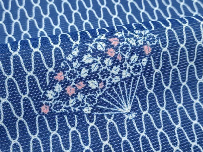 平和屋着物＊夏物 小紋 絽 扇面草花文 洗える着物 CABF4557rv