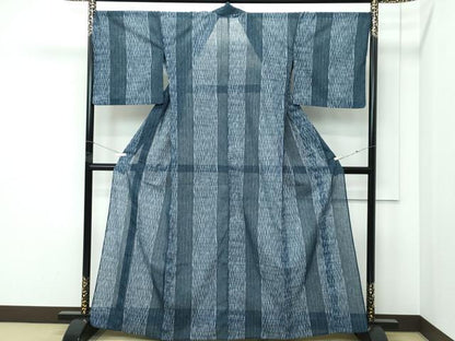 平和屋着物＊夏物 小紋 紗 間道 洗える着物 CABF4564rv