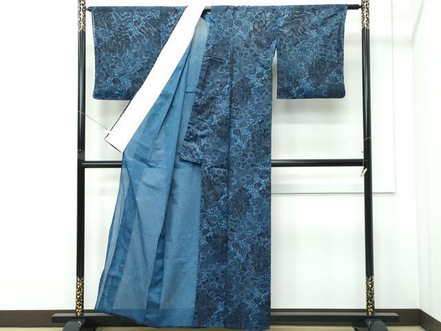 平和屋着物＊夏物 小紋 絽 切嵌菊唐草文 洗える着物 CABF4565rv