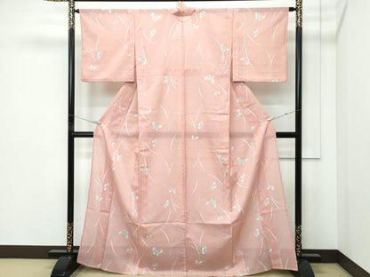 平和屋着物＊夏物 小紋 絽 舞蝶草木文 洗える着物 CABF4571rv