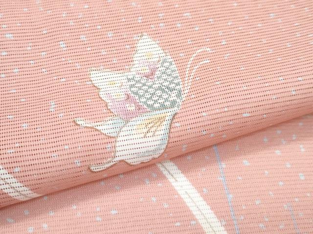 平和屋着物＊夏物 小紋 絽 舞蝶草木文 洗える着物 CABF4571rv