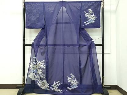 平和屋着物＊夏物 訪問着 絽 風景草花文 金彩 洗える着物 CABF4573rv