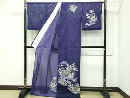 平和屋着物＊夏物 訪問着 絽 風景草花文 金彩 洗える着物 CABF4573rv