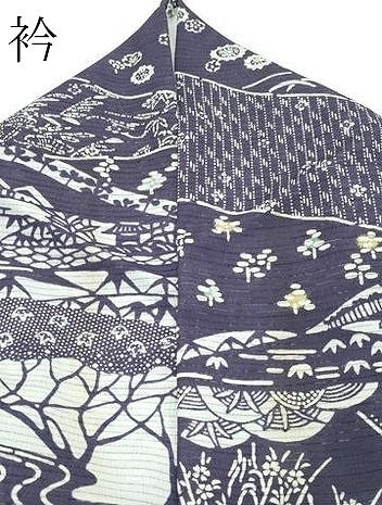 平和屋着物＊夏物 小紋 絽 遠山草花風景文 洗える着物 CABF4575rv