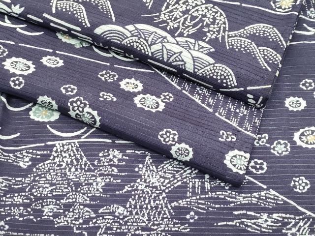 平和屋着物＊夏物 小紋 絽 遠山草花風景文 洗える着物 CABF4575rv