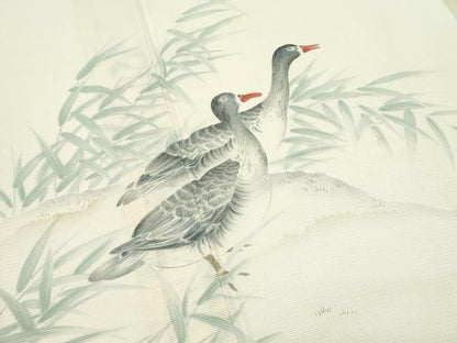 平和屋着物＊夏物 訪問着 絽 手描き 鴨 正絹 逸品 CABF4578rv