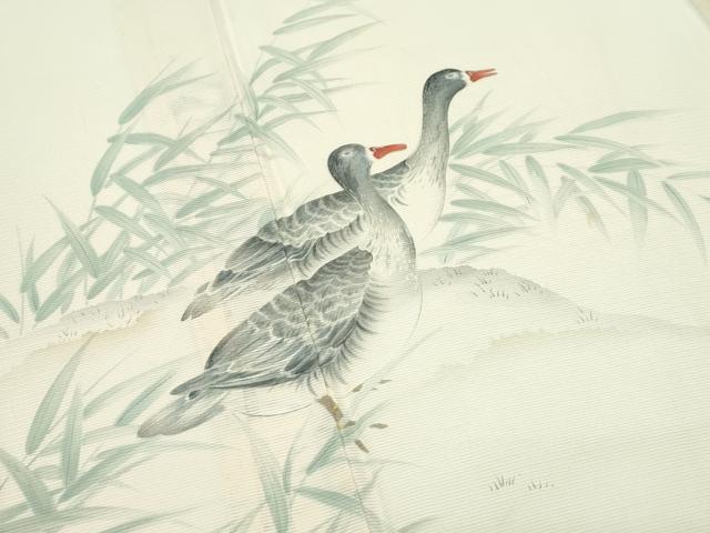 平和屋着物＊夏物 訪問着 絽 手描き 鴨 正絹 逸品 CABF4578rv