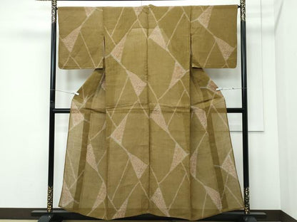 平和屋着物＊夏物 小千谷ちぢみ 幾何学文様 麻 逸品 未使用 CABF4583rv
