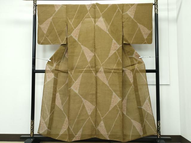 平和屋着物＊夏物 小千谷ちぢみ 幾何学文様 麻 逸品 未使用 CABF4583rv