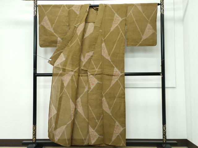 平和屋着物＊夏物 小千谷ちぢみ 幾何学文様 麻 逸品 未使用 CABF4583rv