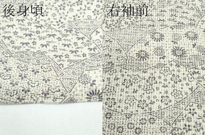 平和屋着物＊夏物 小紋 絹紅梅 地紙草花文 正絹 逸品 CABF4586rv