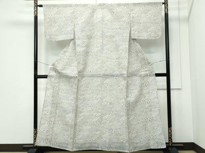 平和屋着物＊夏物 小紋 絹紅梅 地紙草花文 正絹 逸品 CABF4586rv