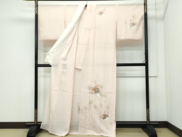 平和屋着物＊夏物 訪問着 絽 雪輪草花文 金彩 正絹 逸品 CABF4587rv