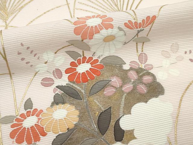 平和屋着物＊夏物 訪問着 絽 雪輪草花文 金彩 正絹 逸品 CABF4587rv