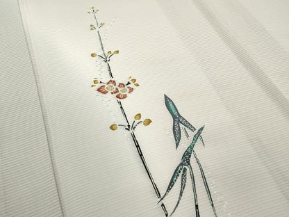 平和屋着物＊夏物　訪問着　絽　草花文　銀彩　正絹　逸品　CABF4588rv