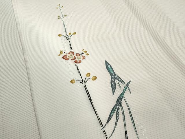平和屋着物＊夏物　訪問着　絽　草花文　銀彩　正絹　逸品　CABF4588rv
