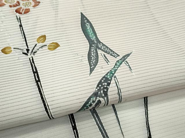 平和屋着物＊夏物　訪問着　絽　草花文　銀彩　正絹　逸品　CABF4588rv