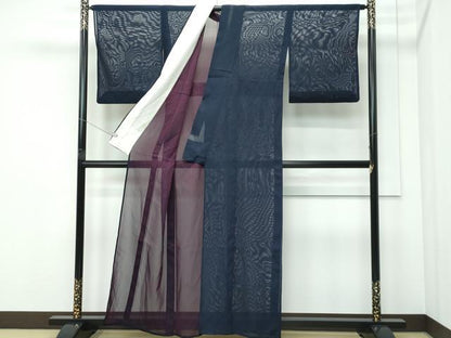 平和屋着物＊夏物 色無地 紗 藍鉄色 ゆう苑 正絹 逸品 CABF4590rv