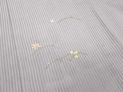 平和屋着物＊夏物 色留訪問着 縦絽 総刺繍 楓 萩 露芝文 金銀糸 正絹 逸品 CABF4592rv