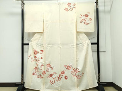 平和屋着物＊夏物 訪問着 絽 花籠文 銀彩 正絹 逸品 CABF4594rv