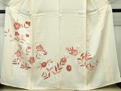 平和屋着物＊夏物 訪問着 絽 花籠文 銀彩 正絹 逸品 CABF4594rv