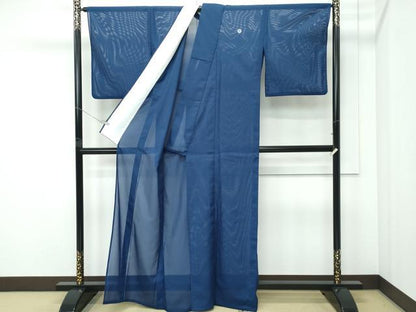 平和屋着物＊夏物 色無地 絽 紺青色 洗える着物 CABF4595rv