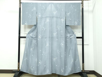 平和屋着物＊夏物 小紋 変わり絽 蛍暈し 蛍草花文 正絹 逸品 CABF4596rv
