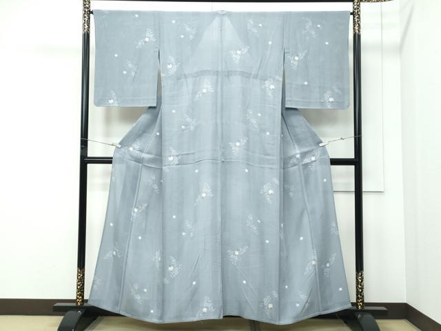 平和屋着物＊夏物 小紋 変わり絽 蛍暈し 蛍草花文 正絹 逸品 CABF4596rv