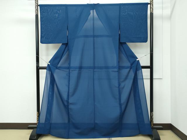 平和屋着物＊夏物 色無地 絽 留紺色 正絹 逸品 CABF4601rv