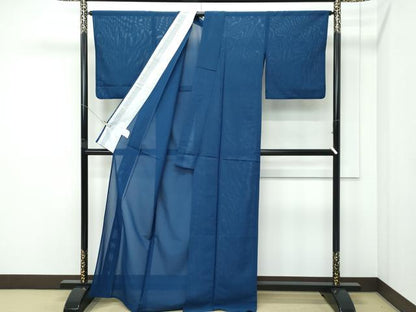 平和屋着物＊夏物 色無地 絽 留紺色 正絹 逸品 CABF4601rv