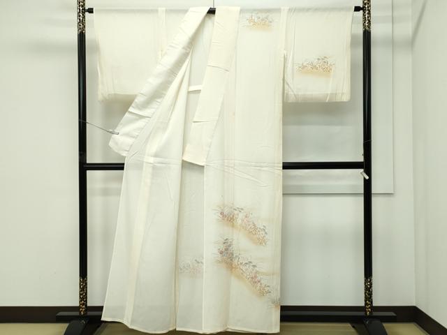 平和屋着物＊夏物 訪問着 絽 刺繍 草花文 暈し染め 金彩 正絹 逸品 CABF4603rv