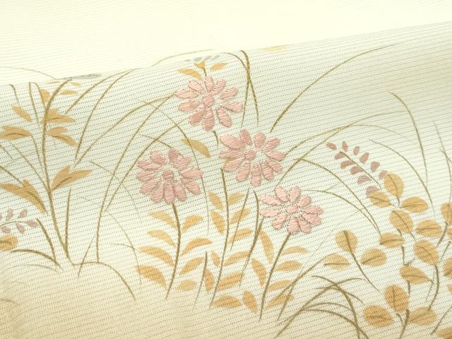 平和屋着物＊夏物 訪問着 絽 刺繍 草花文 暈し染め 金彩 正絹 逸品 CABF4603rv