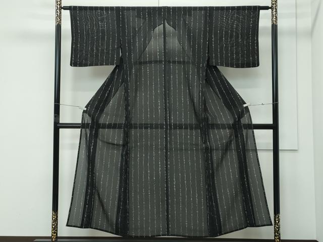 平和屋着物＊夏物 小紋 絽 文字文 黒地 正絹 逸品 未使用 CABF4604rv