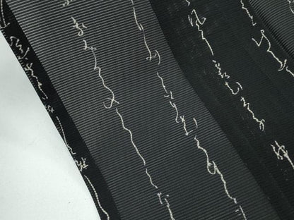 平和屋着物＊夏物 小紋 絽 文字文 黒地 正絹 逸品 未使用 CABF4604rv